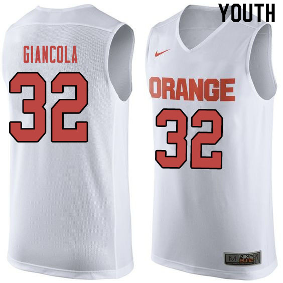 Youth #32 Nick Giancola Syracuse White College Basketball Jerseys Sale-Orange